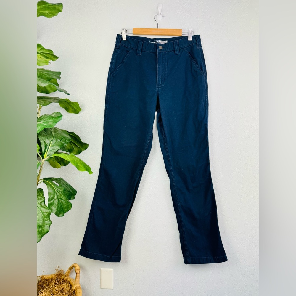 Carhartt Men’s Navy Blue Canvas Relaxed Fit Rugged Flex Work Pants 31 X 34